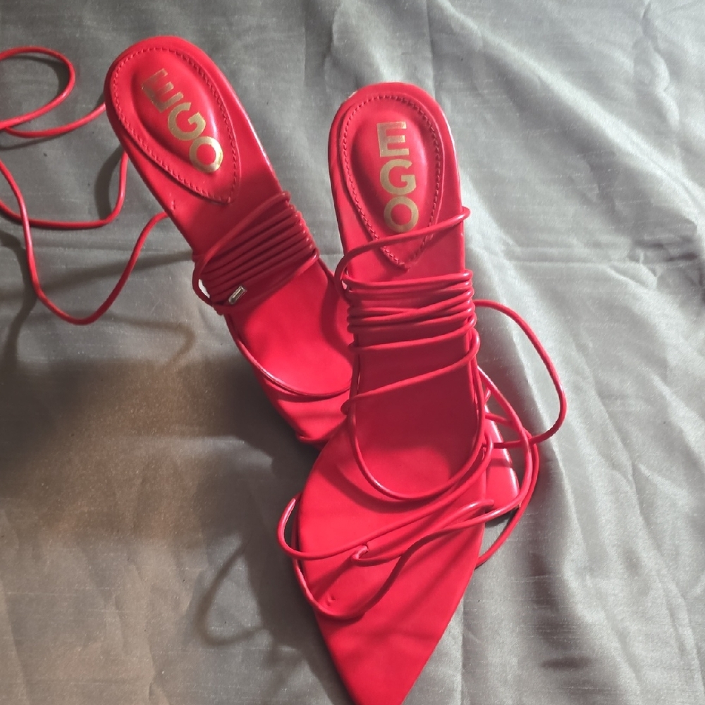 EGO Bold Red Lace-Up Heels